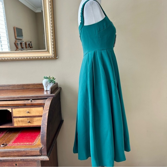 Self-Portrait Crystal-Embellished Bow-Tie Off The Shoulder Crepe Midi Dress 6 - Picture 7 of 8